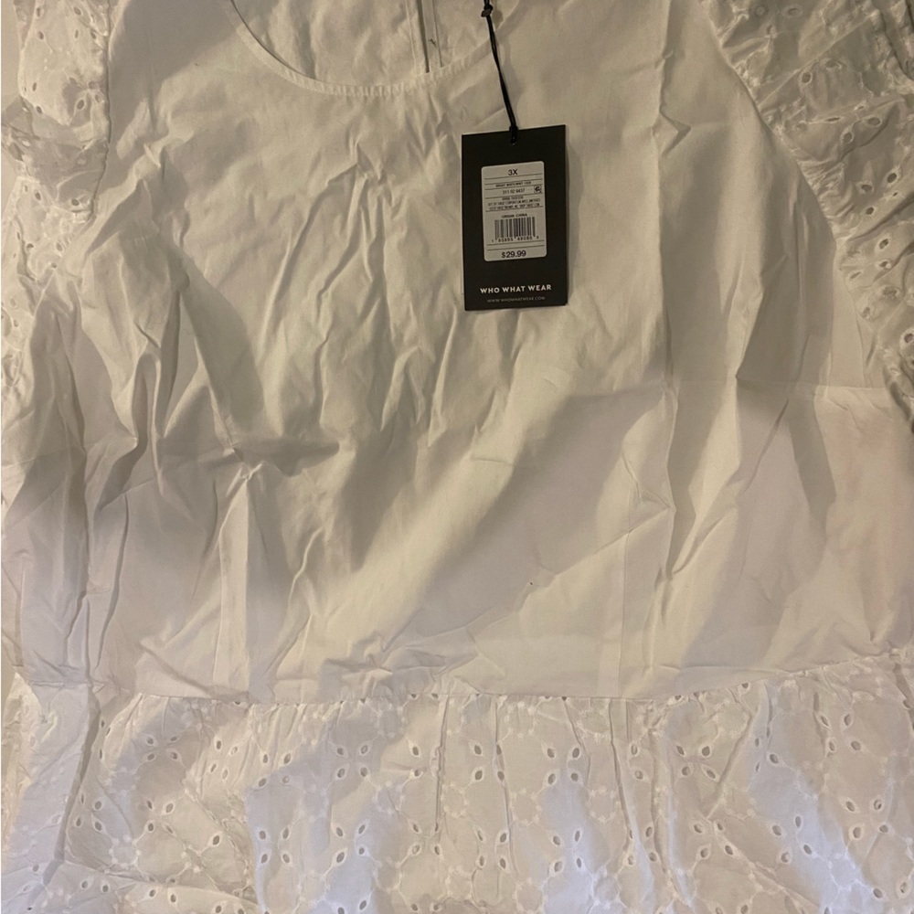 White shirt with eyelet pattern plus size